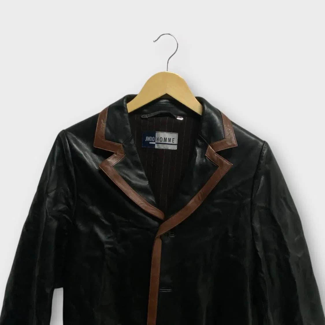 진도 양가죽 트렌치 레더 롱코트 M-L 상품이미지2