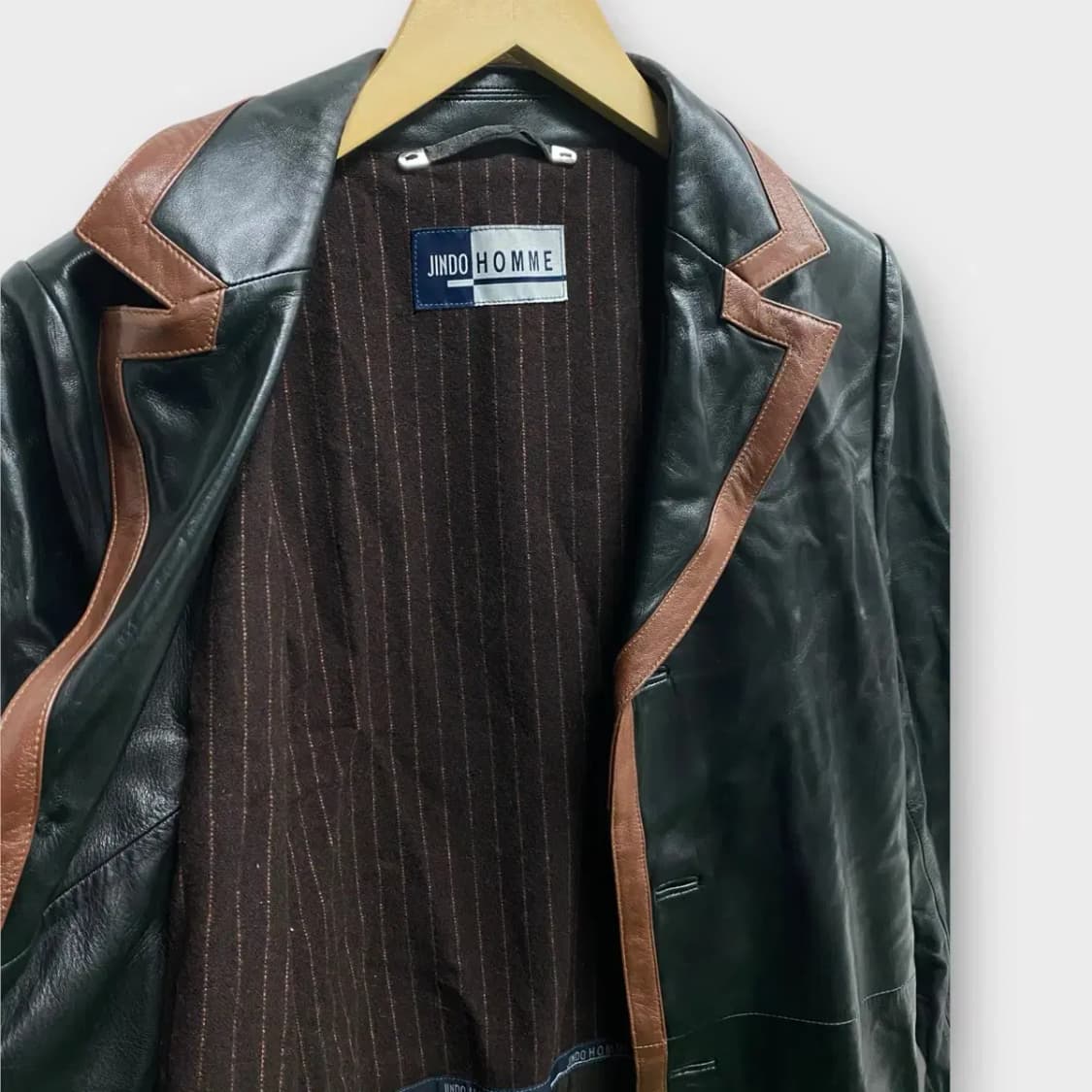 진도 양가죽 트렌치 레더 롱코트 M-L 상품이미지3