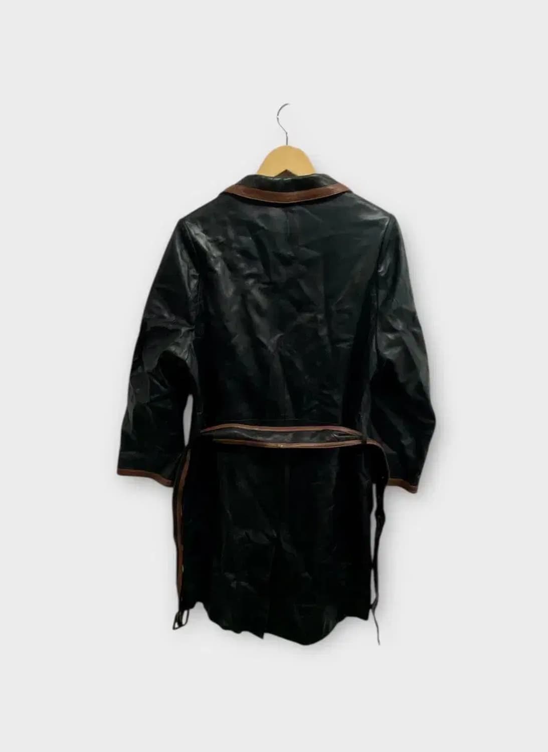 진도 양가죽 트렌치 레더 롱코트 M-L 상품이미지4