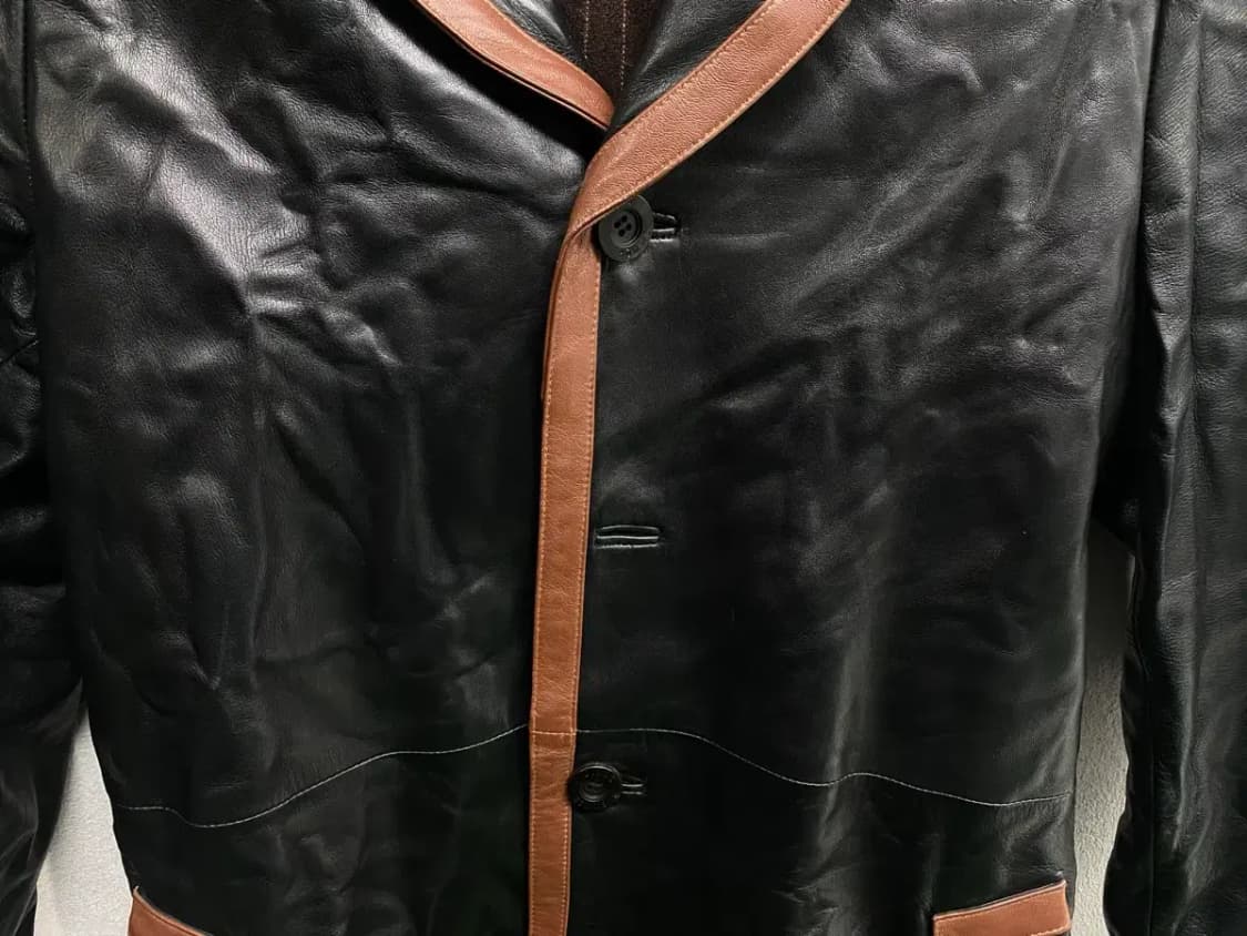 진도 양가죽 트렌치 레더 롱코트 M-L 상품이미지5