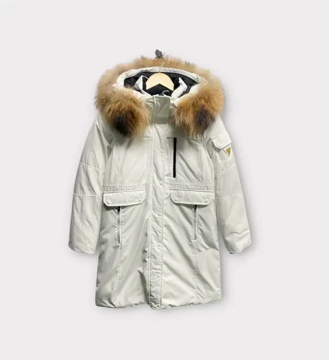 게스 너구리털 화이트 덕다운 패딩 XS-M 상품이미지1