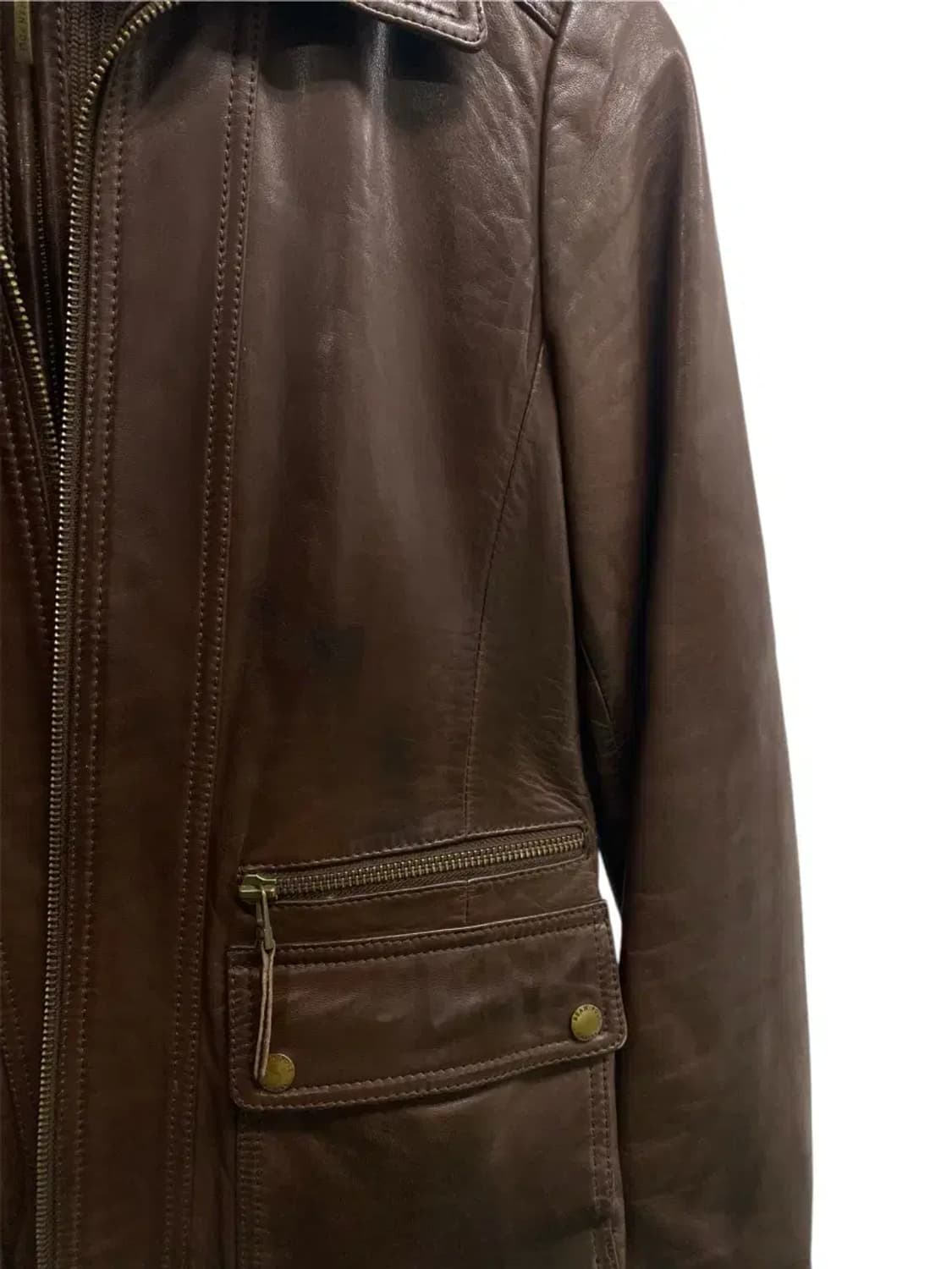 빈폴 브라운 양가죽 레더 자켓S(내피 후드 가디건 분리가능) 상품이미지7