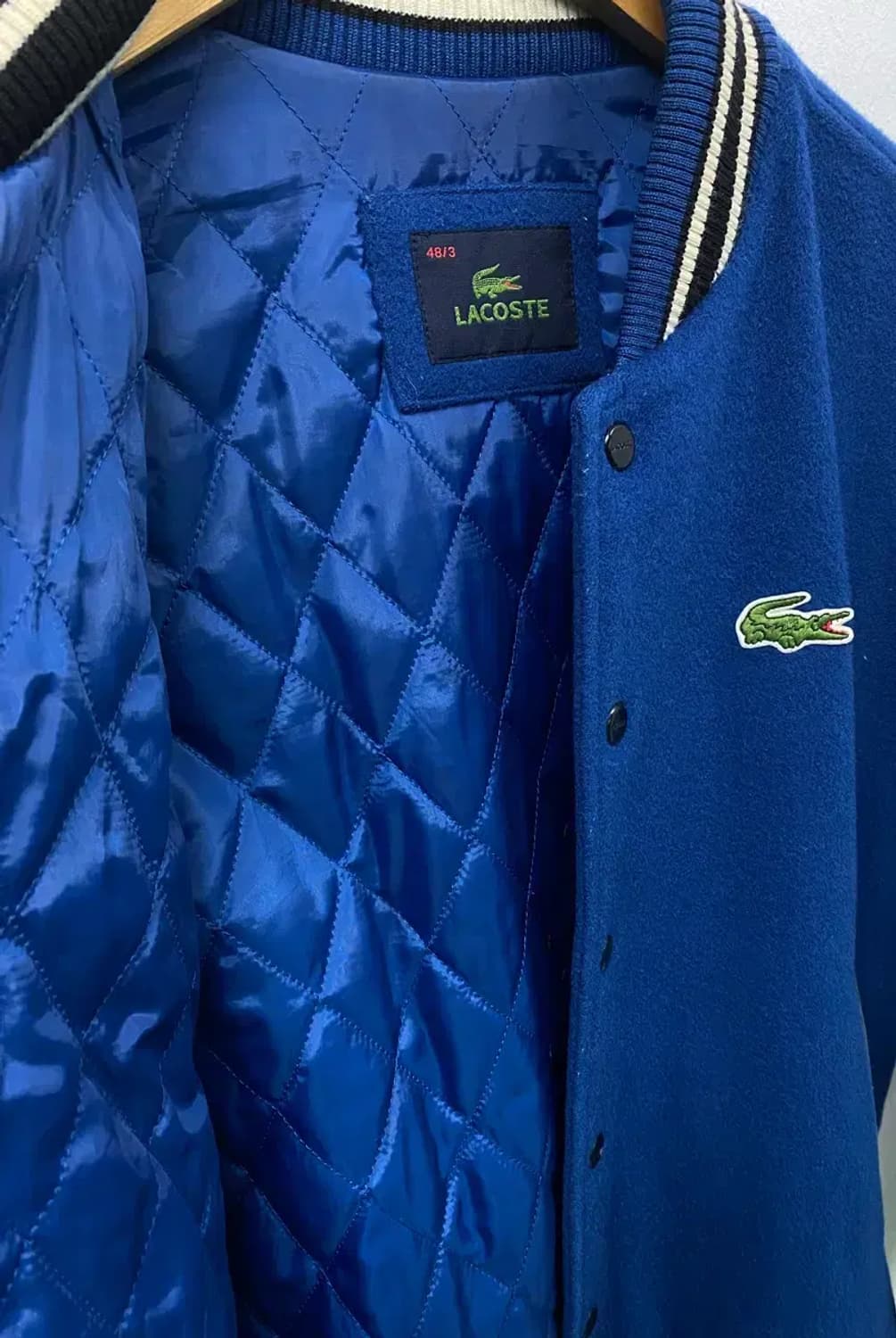 라코스테 누빔 양가죽 바시티 울 점퍼 M 상품이미지3