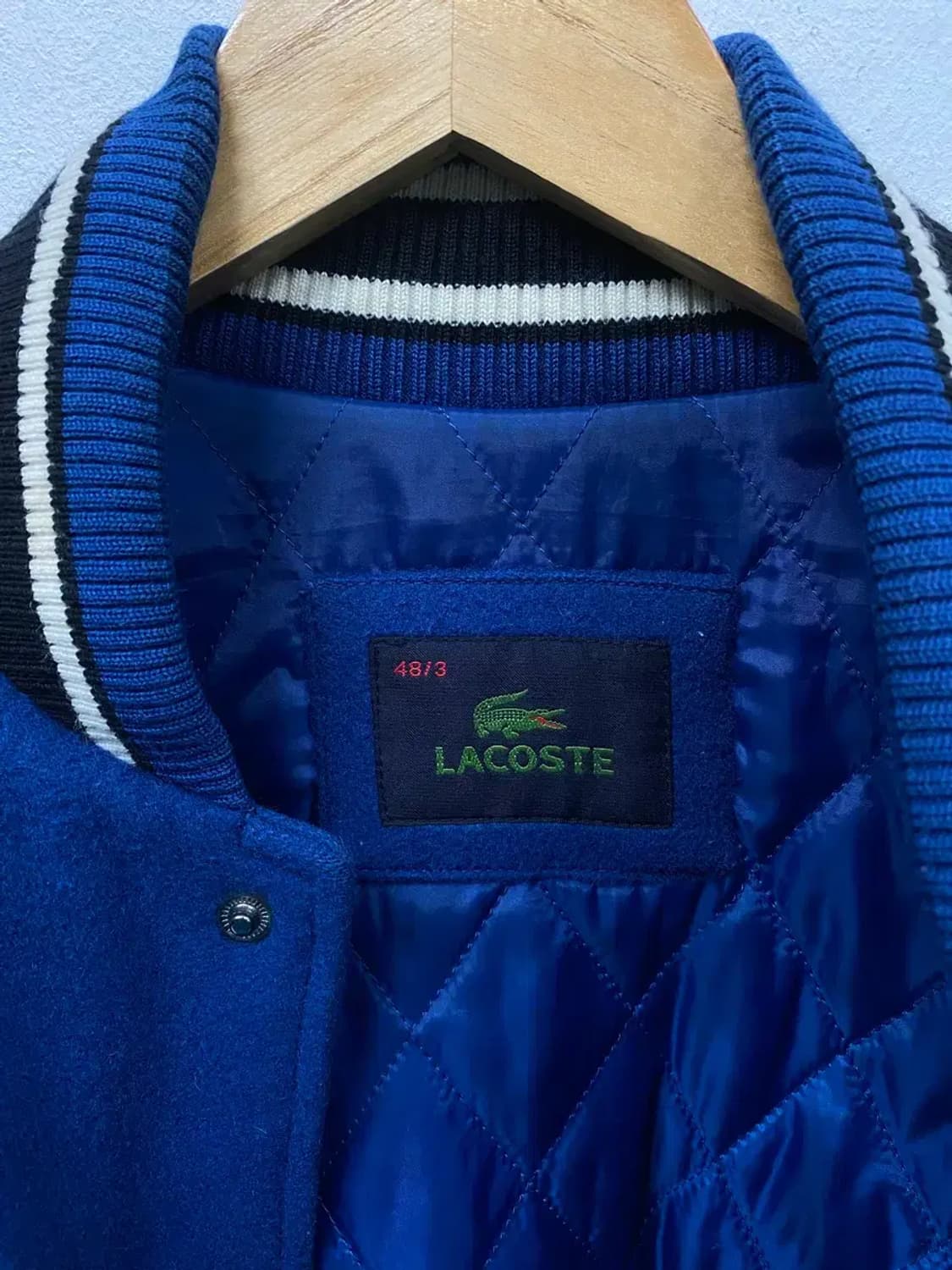 라코스테 누빔 양가죽 바시티 울 점퍼 M 상품이미지6