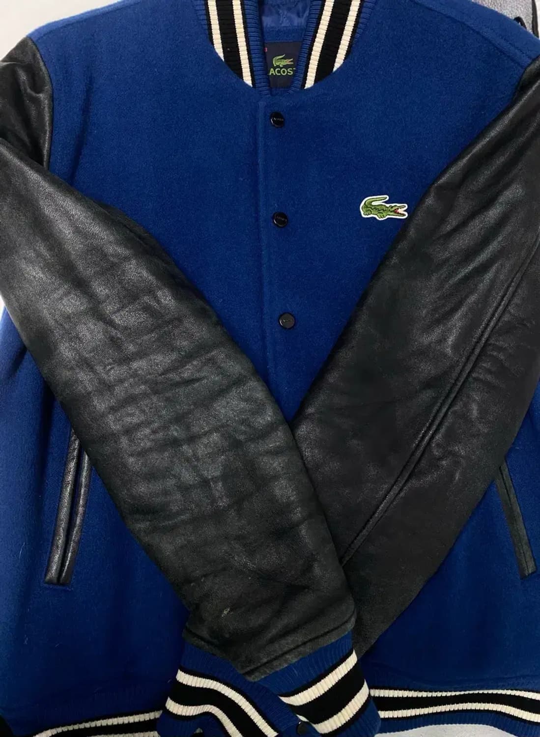 라코스테 누빔 양가죽 바시티 울 점퍼 M 상품이미지9