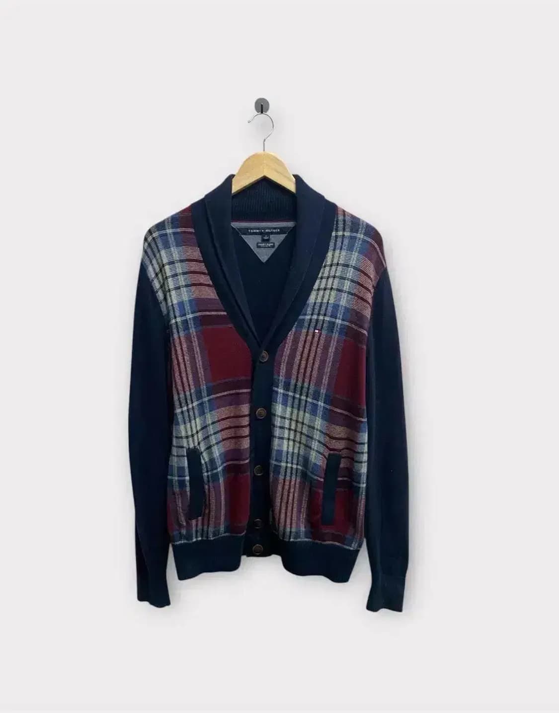 타미힐피거 숄 칼라 플래드 가디건 M 상품이미지1