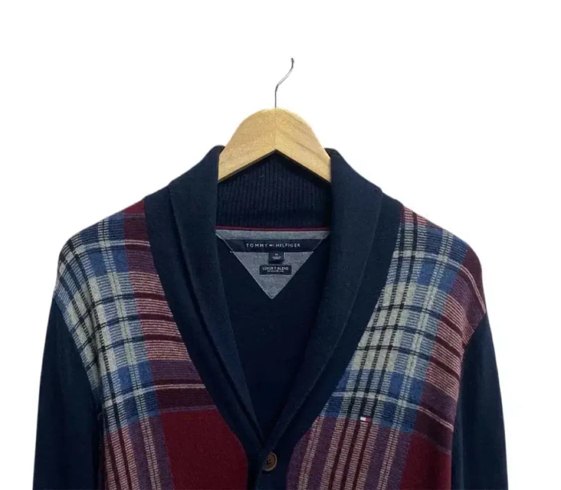 타미힐피거 숄 칼라 플래드 가디건 M 상품이미지2