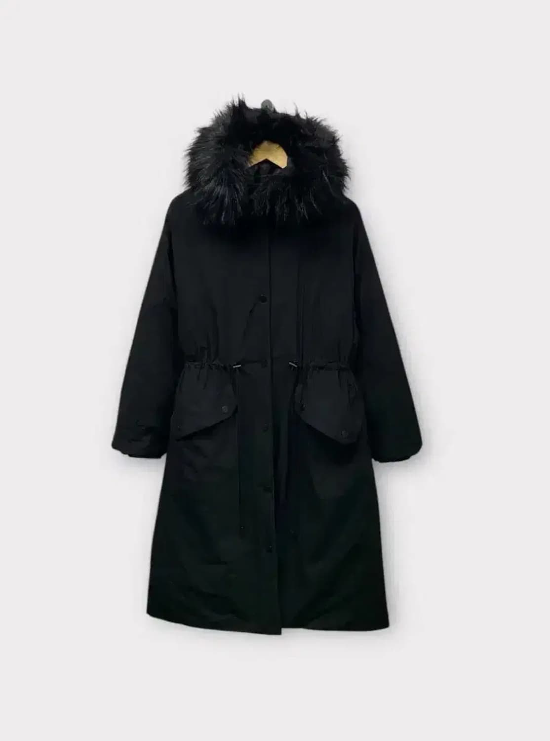 자라 Zara 스트링 퍼 블랙 롱패딩 M-L 상품이미지1