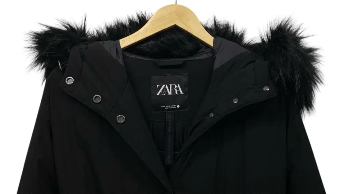 자라 Zara 스트링 퍼 블랙 롱패딩 M-L 상품이미지3