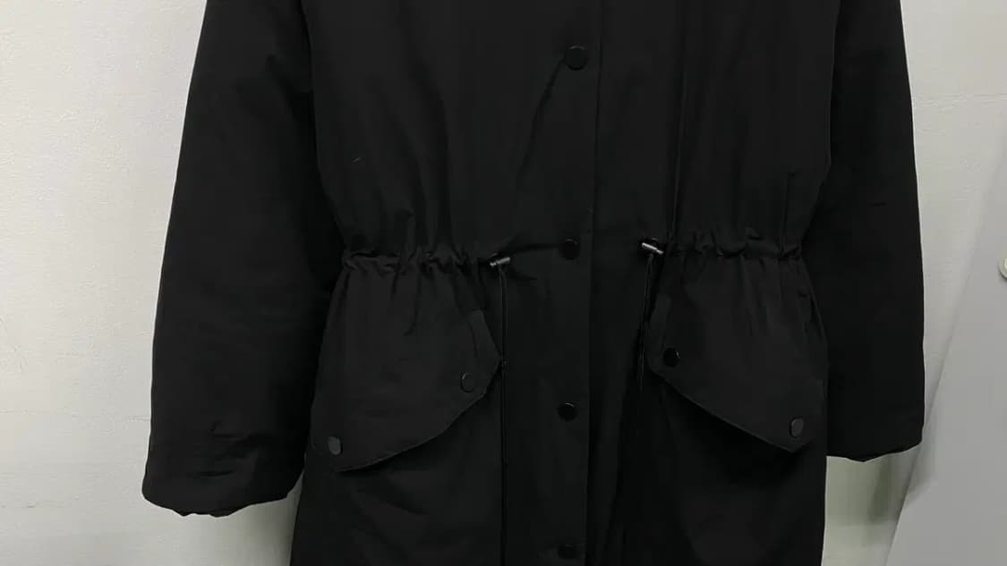 자라 Zara 스트링 퍼 블랙 롱패딩 M-L 상품이미지5