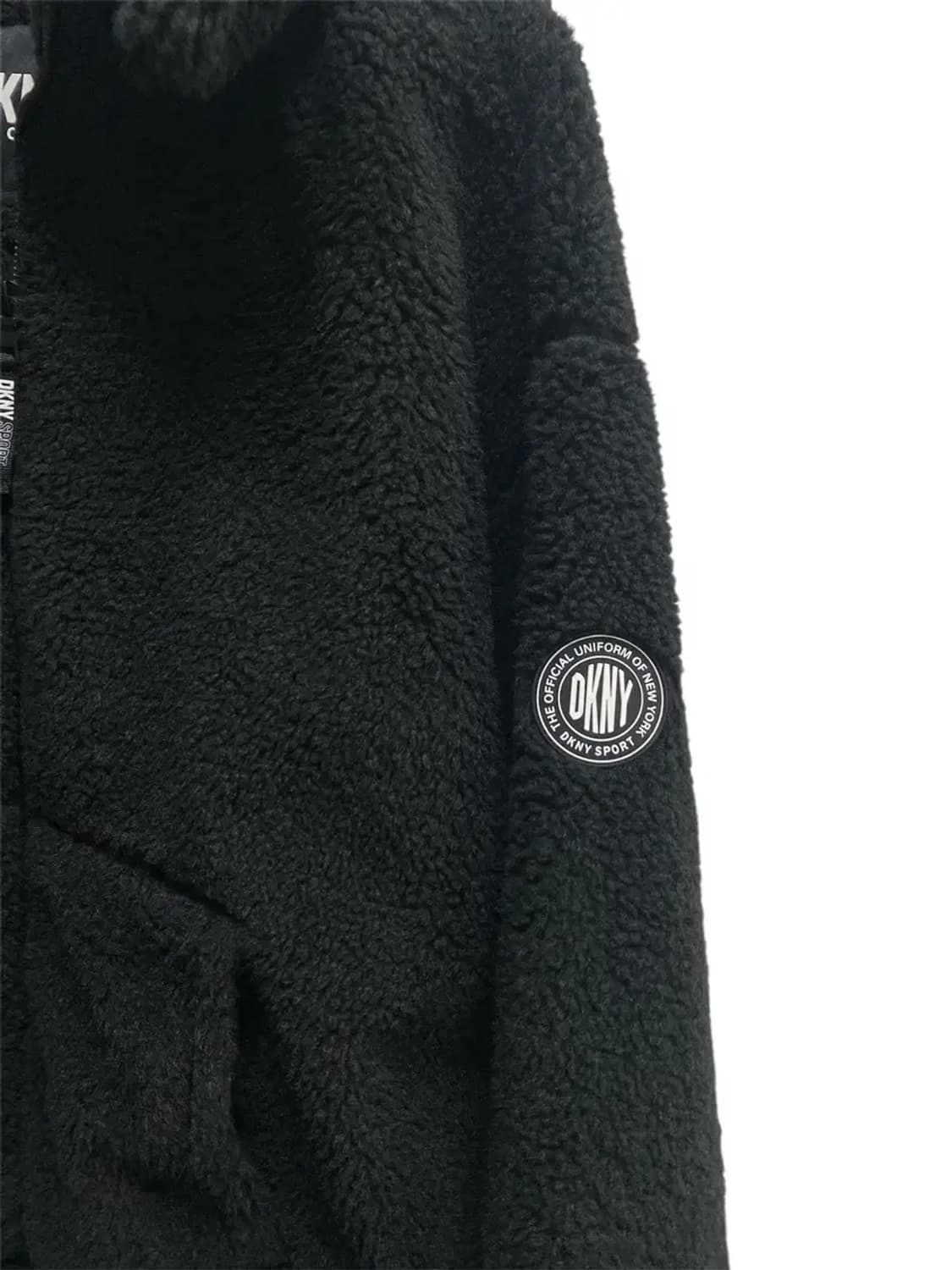 DKNY 하이넥 블랙 뽀글이 집업 S 상품이미지3