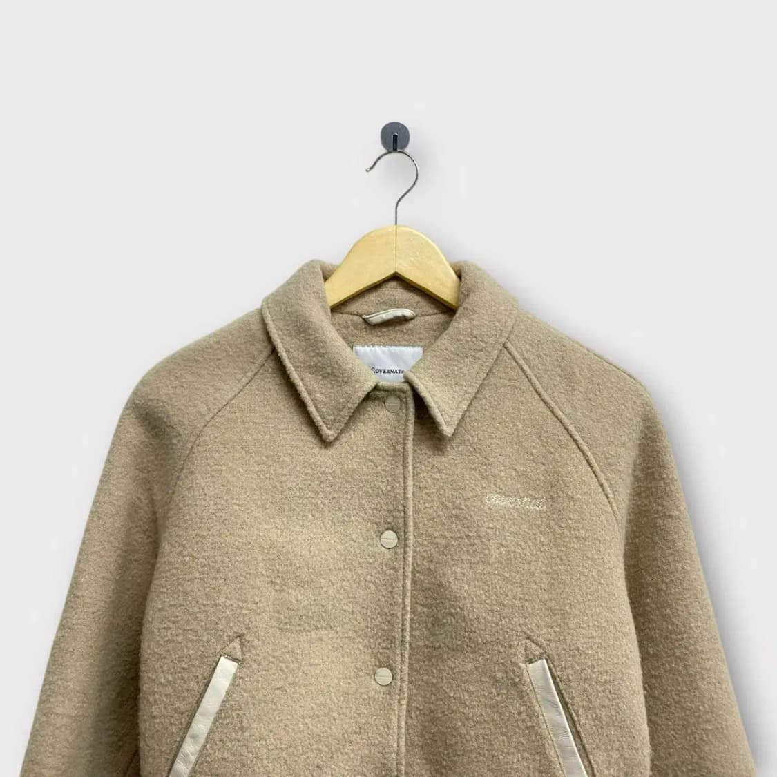 커버낫 우먼 바시티 울자켓 Beige S 상품이미지4