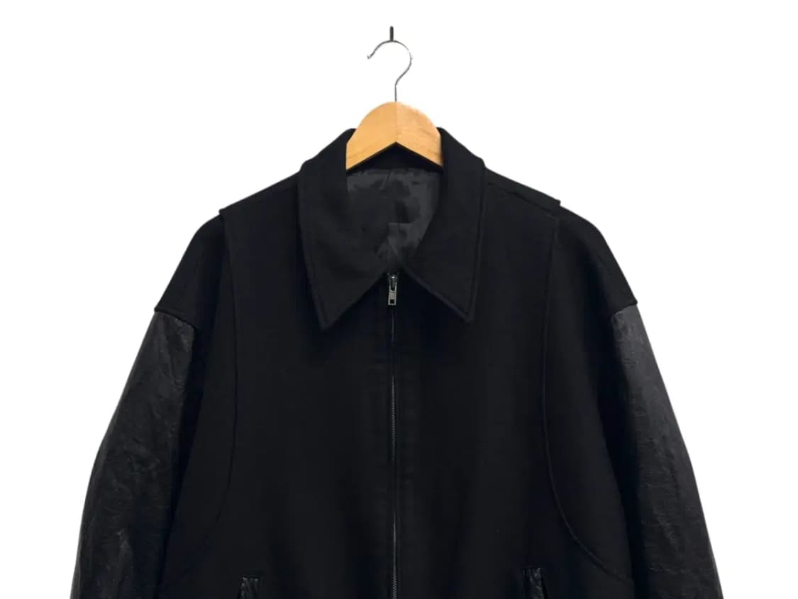 쿠어 coor 콘트라스트 배색레더 울 스타디움 자켓 L 상품이미지2