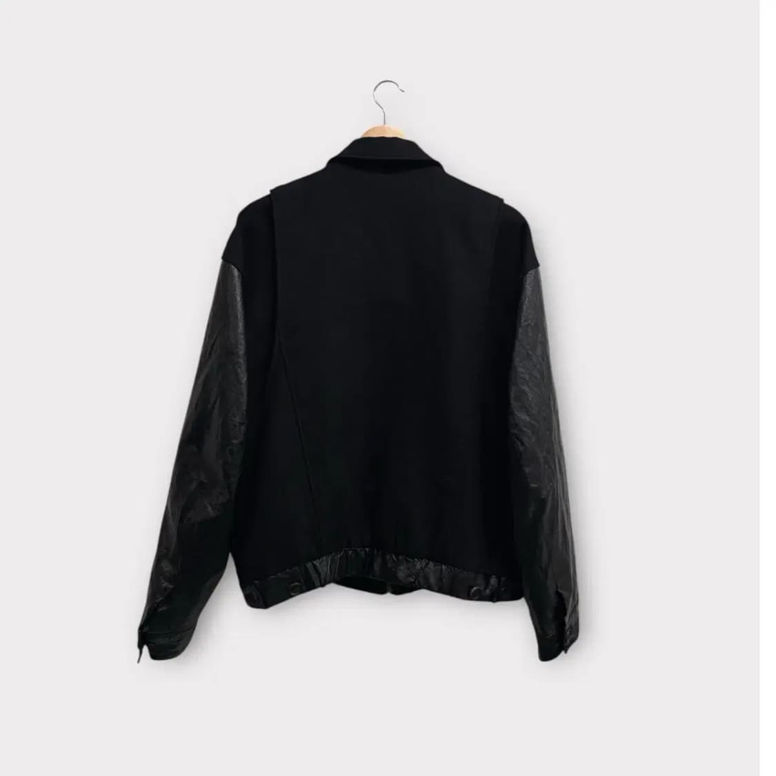 쿠어 coor 콘트라스트 배색레더 울 스타디움 자켓 L 상품이미지3