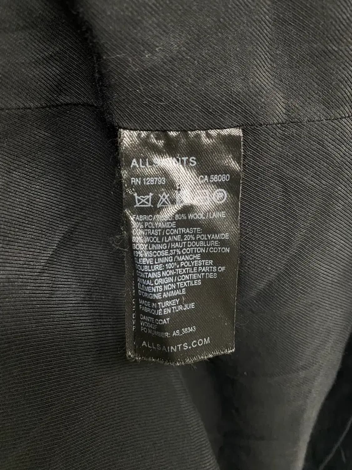 올세인츠 카라 오버핏 블랙 코트 L 상품이미지5