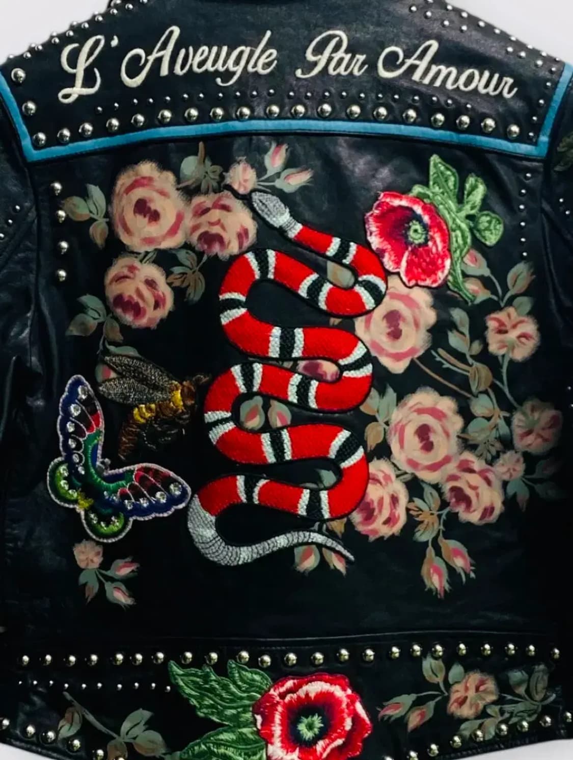 빈티지 블랙 레더 플로랄 자수 라이더 자켓 S 상품이미지2