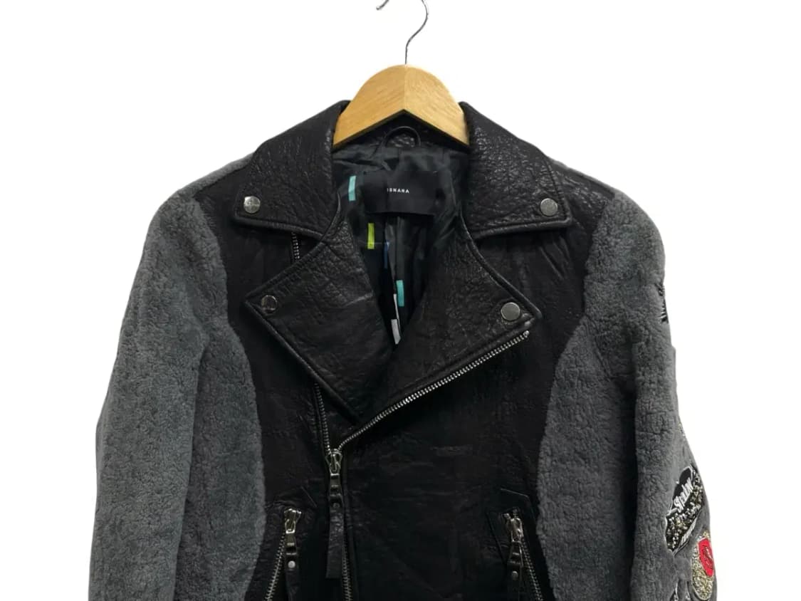 ISNANA  LAMB LEATHER 스컬 라이더 자켓 S-M 상품이미지2