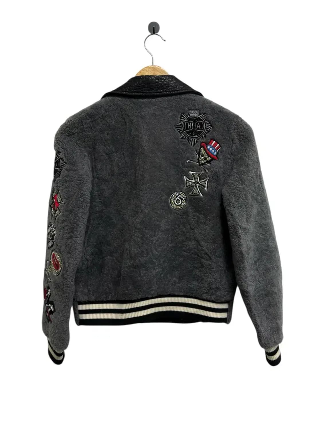 ISNANA  LAMB LEATHER 스컬 라이더 자켓 S-M 상품이미지3