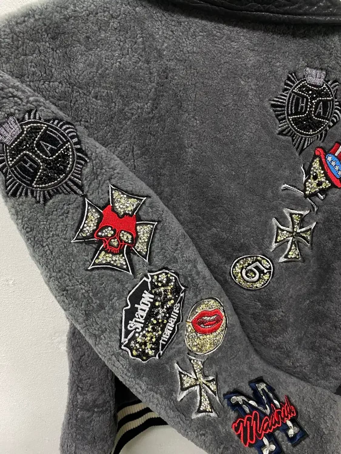 ISNANA  LAMB LEATHER 스컬 라이더 자켓 S-M 상품이미지5