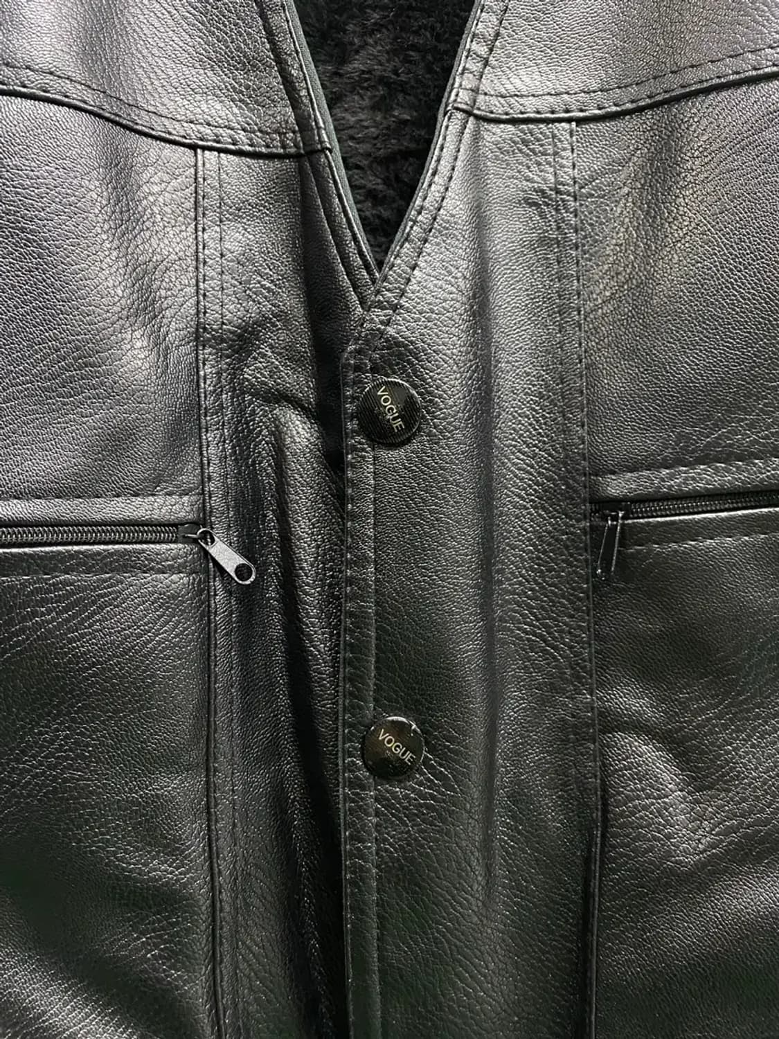 보그 VOGUE VINTAGE 지퍼 레더 베스트 S-M 상품이미지4