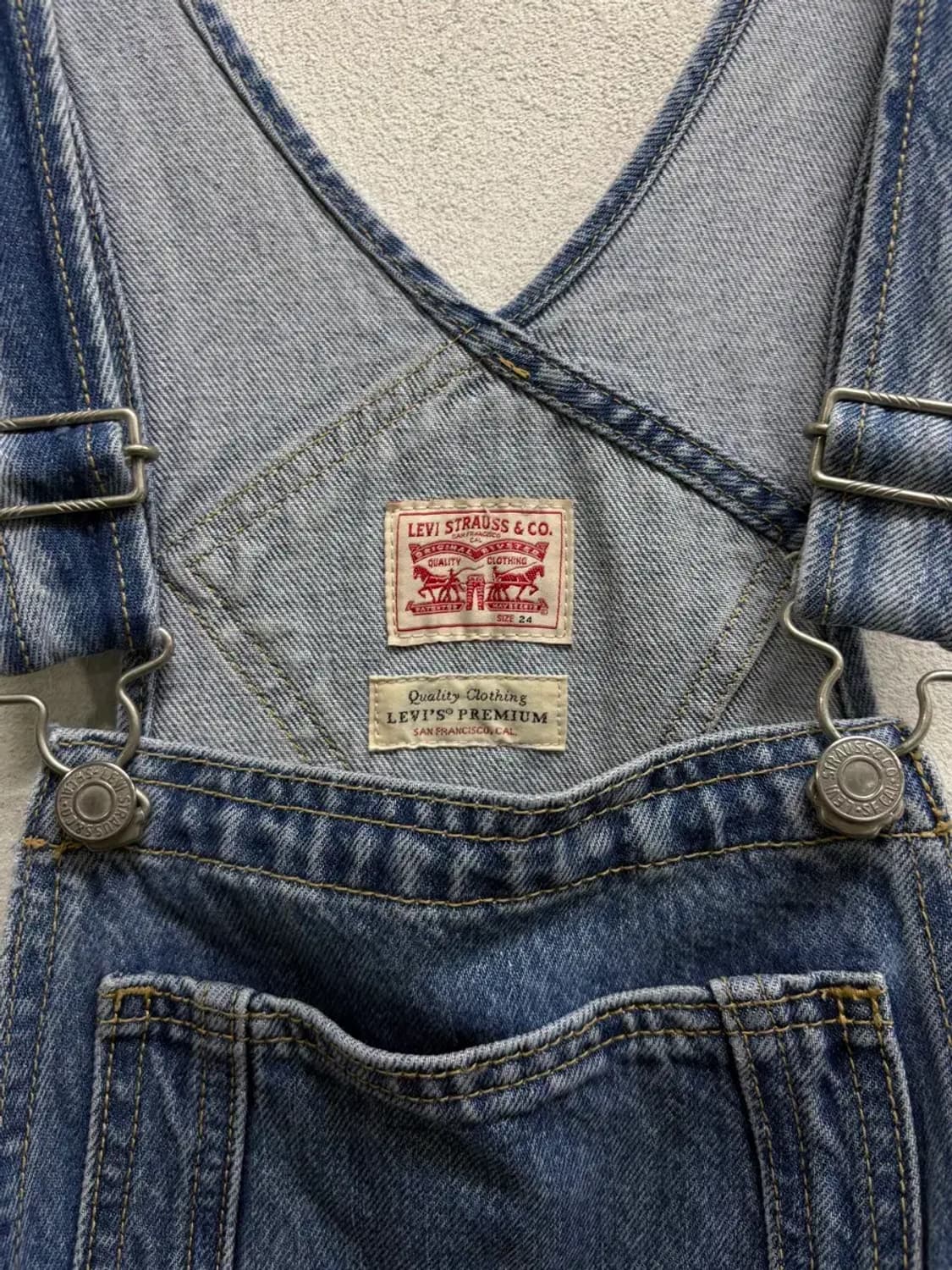 리바이스 멜빵 데님 바지 - 24인치 상품이미지6