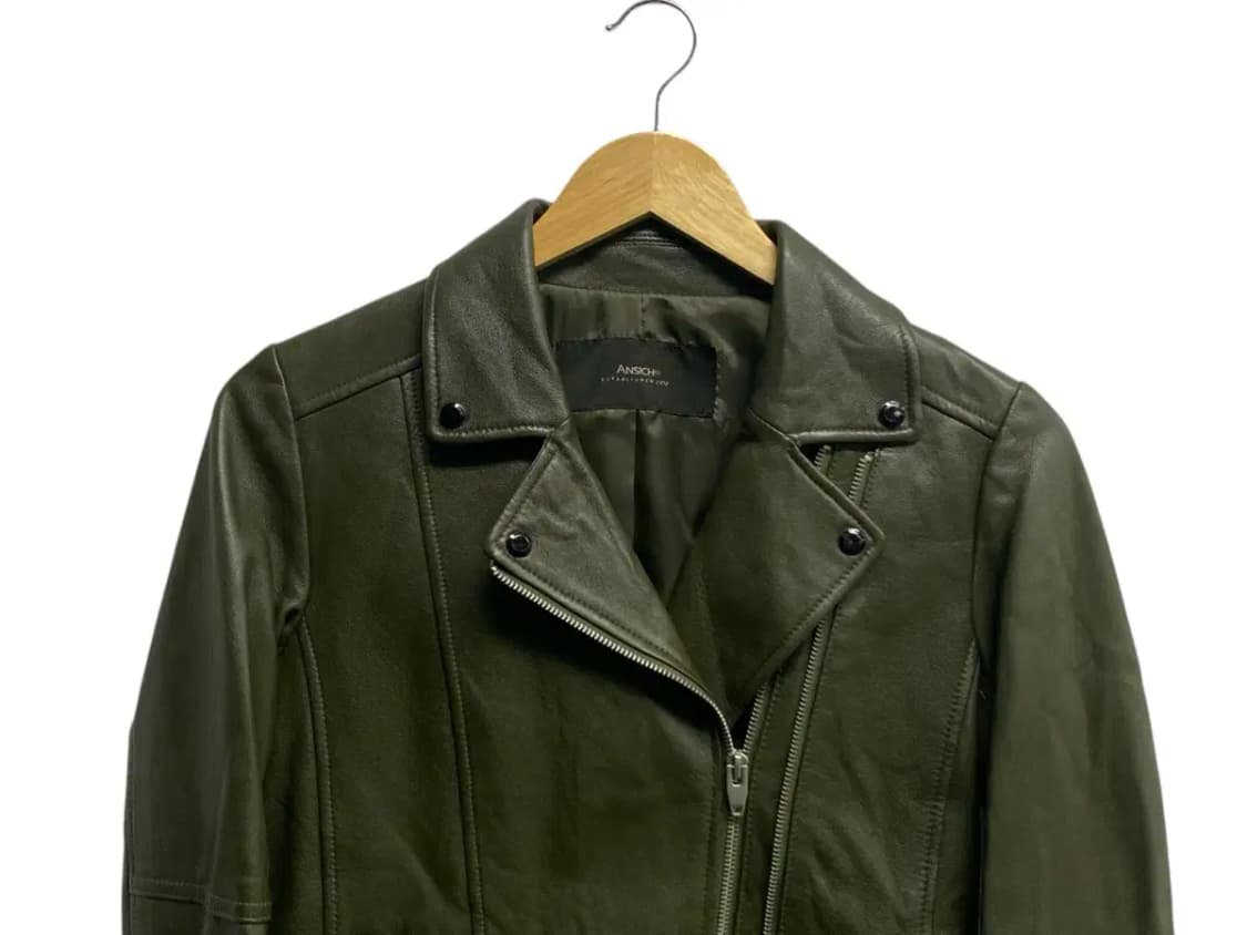 양가죽 레더 라이더 카키컬러 자켓 - 85 상품이미지2