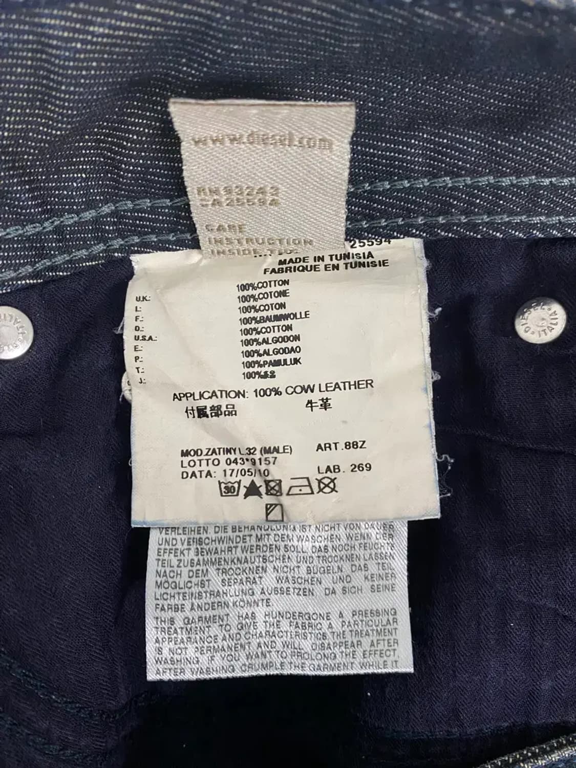 디젤 흑청컬러 데님 팬츠 -31인치 상품이미지6