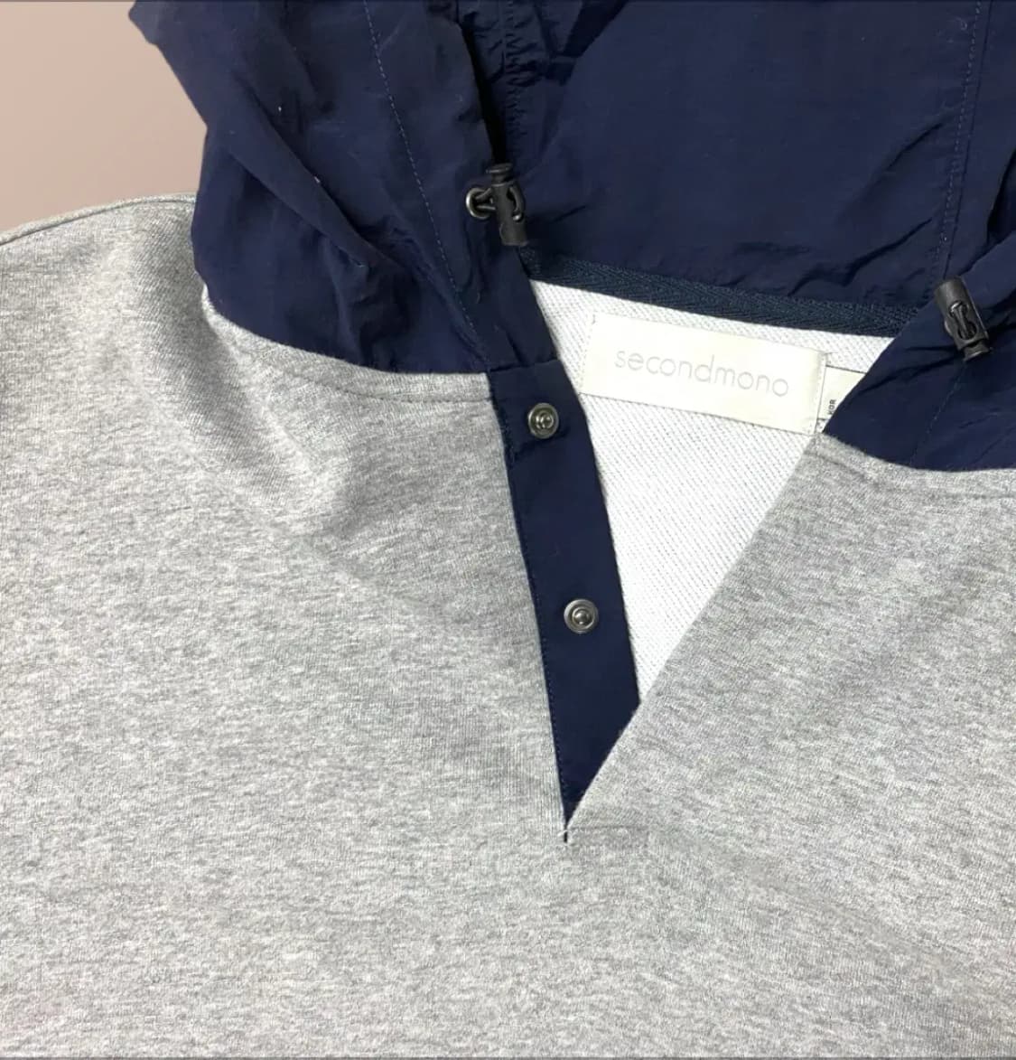 세컨모놀로그 배색 후드 맨투맨티 M 상품이미지2