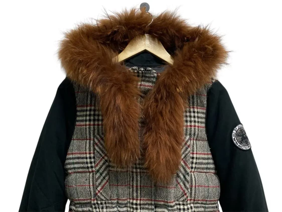 질스튜어트 덕다운 라쿤퍼 체크패딩 S-M 상품이미지2