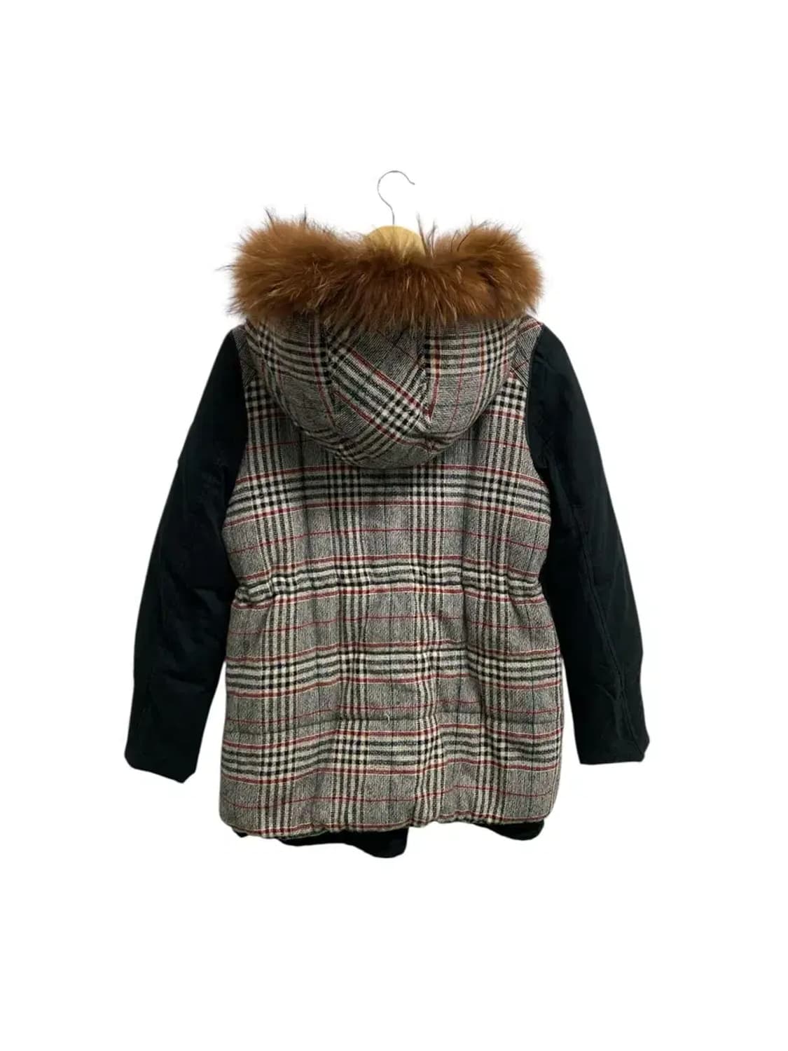 질스튜어트 덕다운 라쿤퍼 체크패딩 S-M 상품이미지4