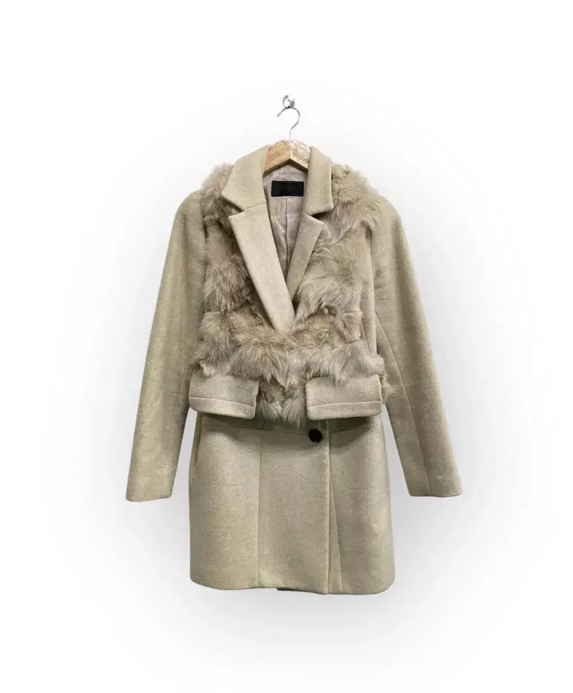 시스템 여우털 레이어드 캐시미어 혼방 코트 S 상품이미지1