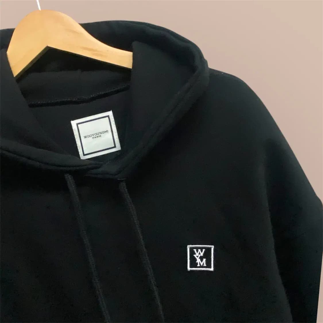 우영미 백로고 후드 스웨트셔츠 블랙 XL 상품이미지2