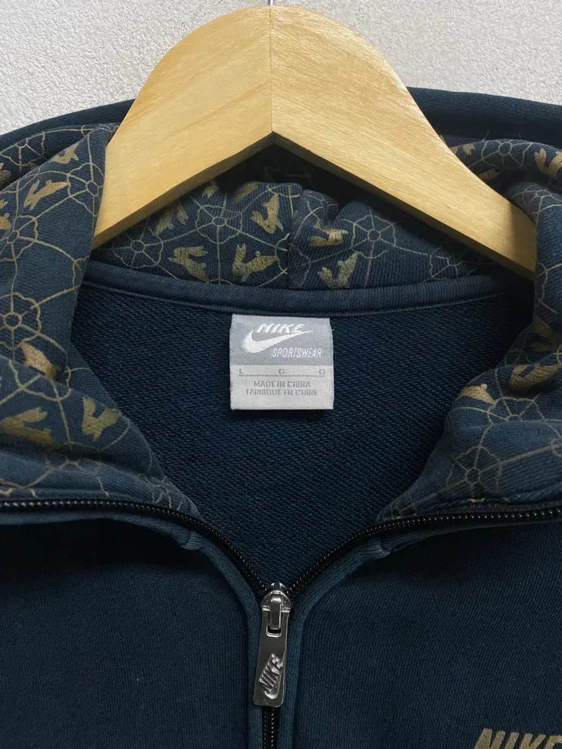 나이키 래빗 프린팅 블랙 후드 집업 L 상품이미지4