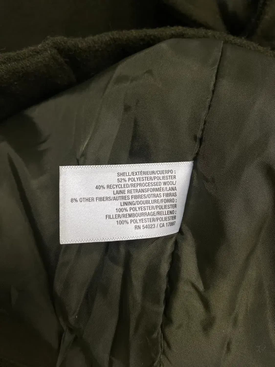 올드네이비 울 혼방 밀리터리 카키코트 3XL 상품이미지5