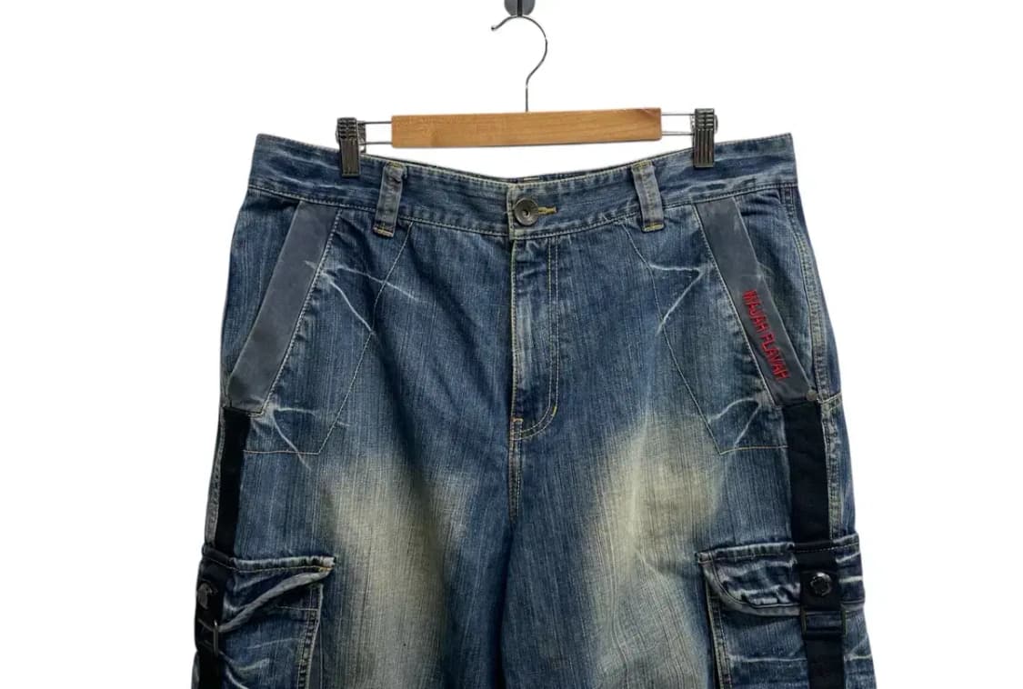 MF 힙합 와이드 데님 카고팬츠  36-37인치 상품이미지2