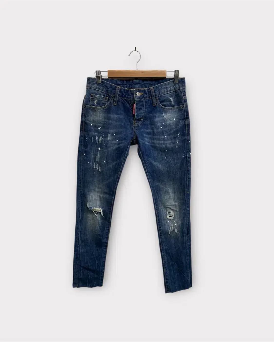 디스퀘어드2 페인팅 워시드 빈티지 데님 팬츠-38사이즈 상품이미지1