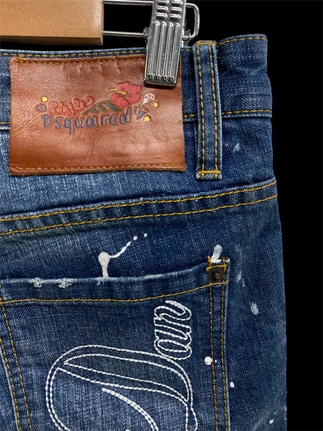 디스퀘어드2 페인팅 워시드 빈티지 데님 팬츠-38사이즈 상품이미지2