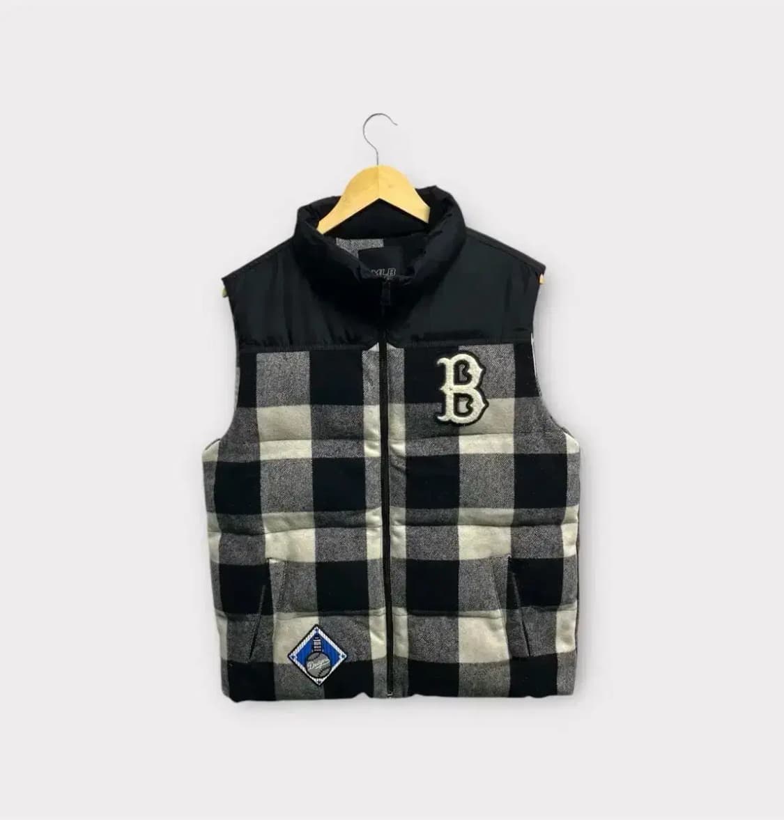 MLB 체커보드 패딩 조끼 L 상품이미지1