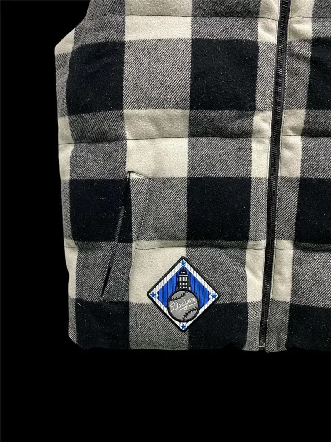 MLB 체커보드 패딩 조끼 L 상품이미지4