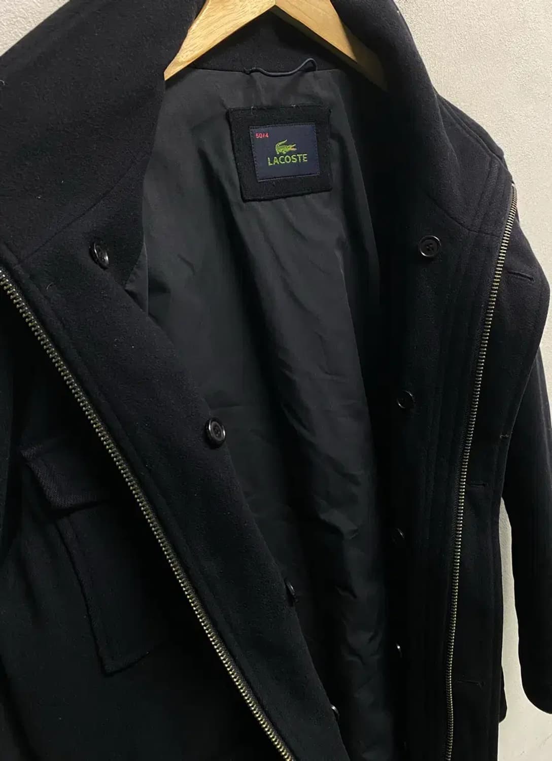 라코스테 울 혼방 하이넥 모직 반코트 L 상품이미지8