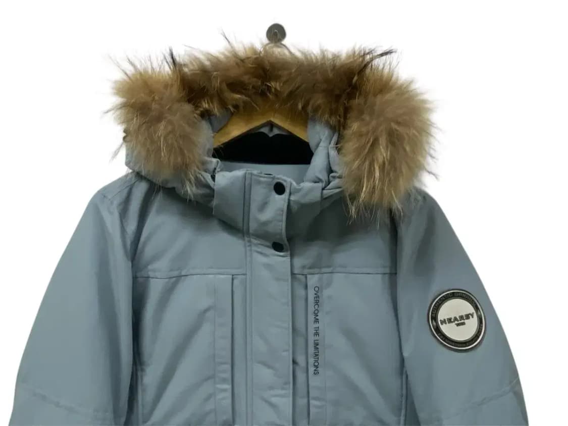 TBJ 천연 너구리털 덕다운 블루패딩 90 상품이미지2