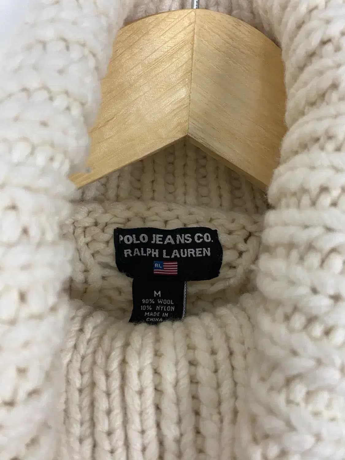 폴로진스 랄프로렌 아이보리색 꽈배기 터틀넥 니트 M 상품이미지4