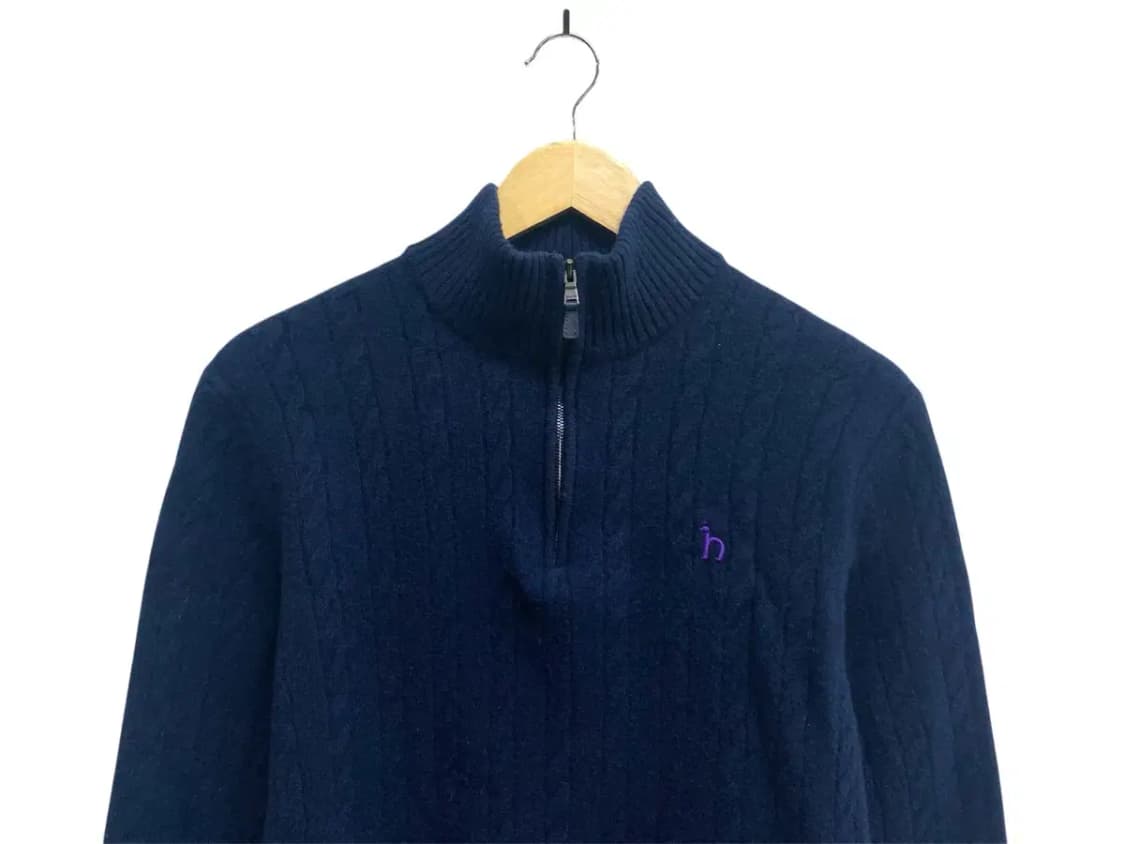 헤지스 네이비 울니트 반집업 S 상품이미지2