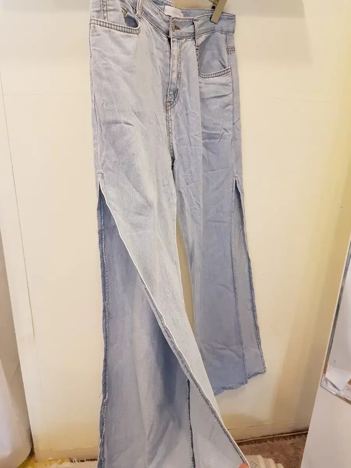 옆트임 연청바지 상품이미지3