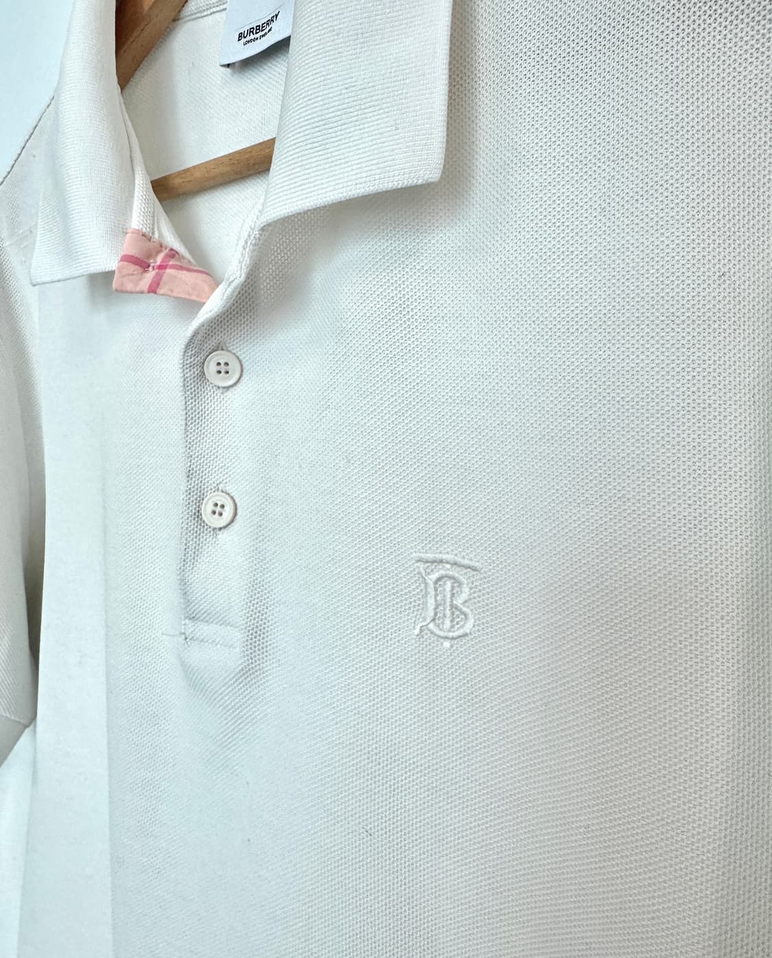 BURBERRY 버버리 화이트 TB로고자수 화이트 반팔 피케셔츠 XL 상품이미지3