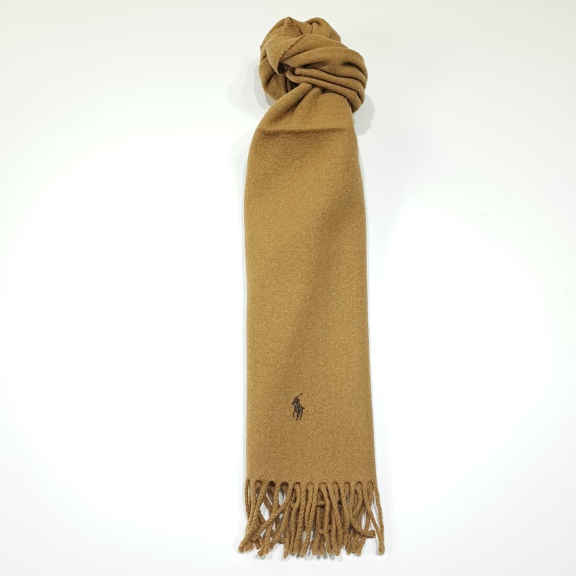 MX608 폴로 90s 스코틀랜드판 램스울 포니자수 카멜 머플러 목도리 상품이미지3