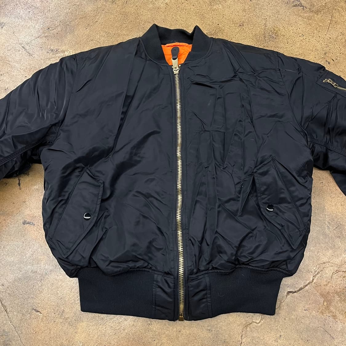 [정품/L] 알파 인더스트리 양면 블랙 오렌지 MA-1 항공 점퍼 b19 상품이미지3