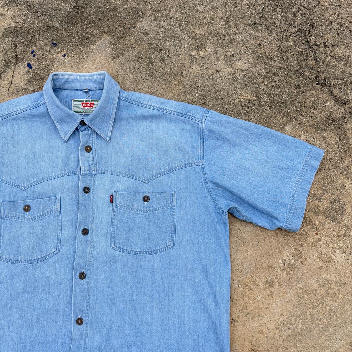 리바이스 빈티지 클래식 웨스턴 데님 반팔셔츠 XL 상품이미지2