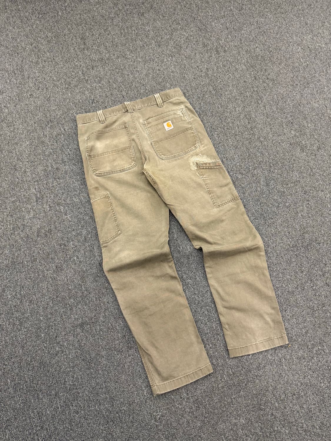 칼하트 빈티지 모스그린 더블니 워크팬츠 상품이미지5