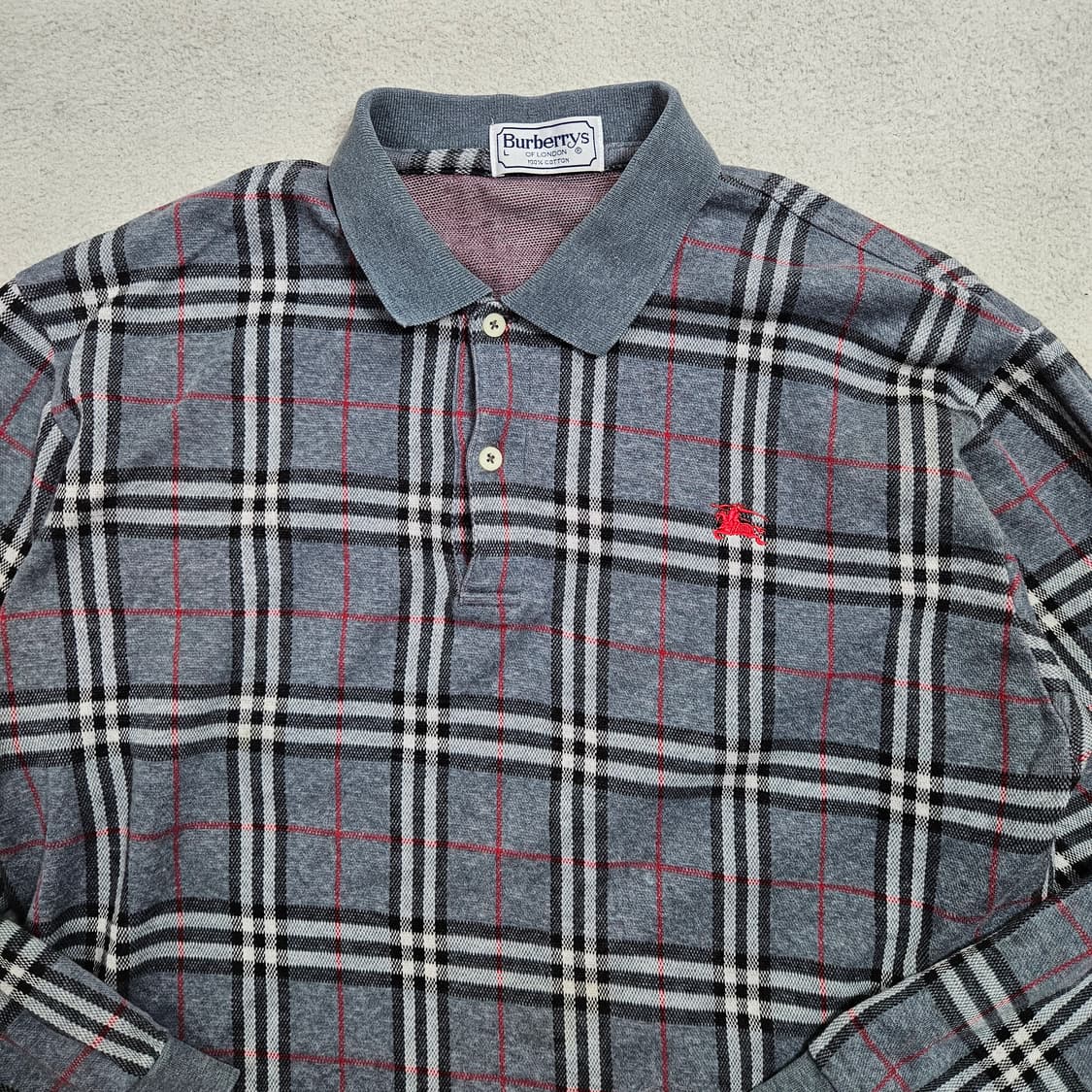 정품 90s 버버리 카라티 L 상품이미지2